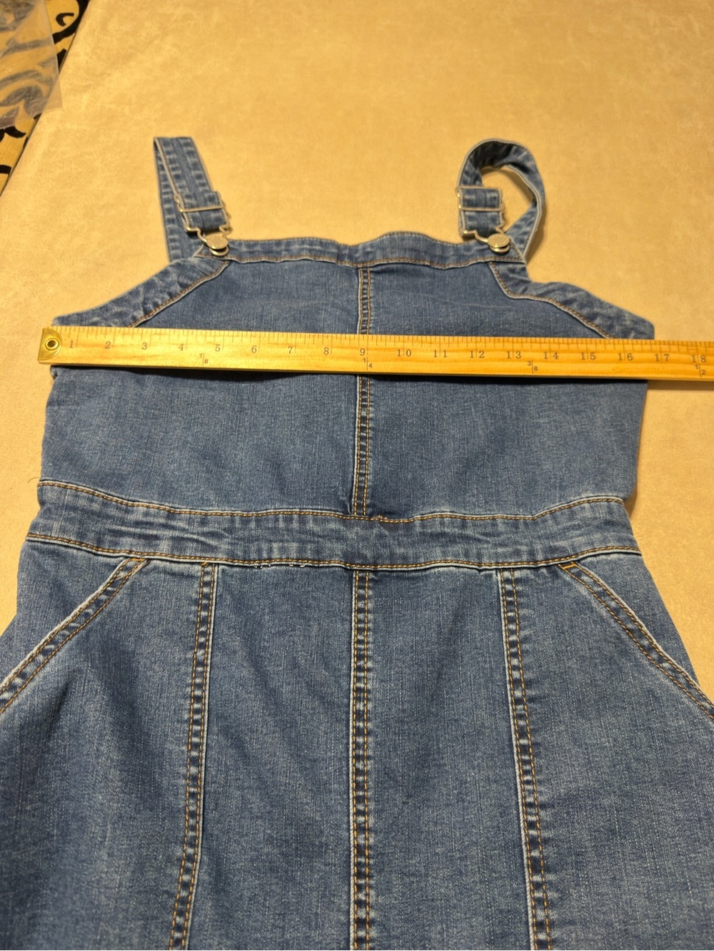 Art Class Overalls Dress Girls XXL 16/18 Blue Overall Dress W/pockets. - Picture 8 of 9